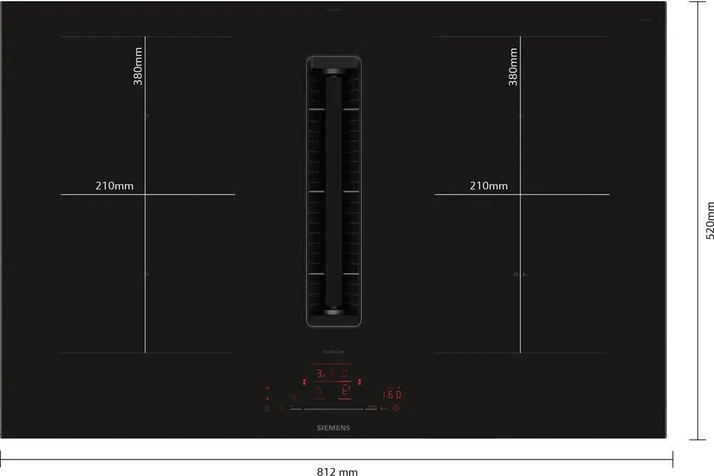 Siemens ED877HQ26E iQ500 Piano cottura a induzione con cappa integrata, 82 cm, Home Connect, nero