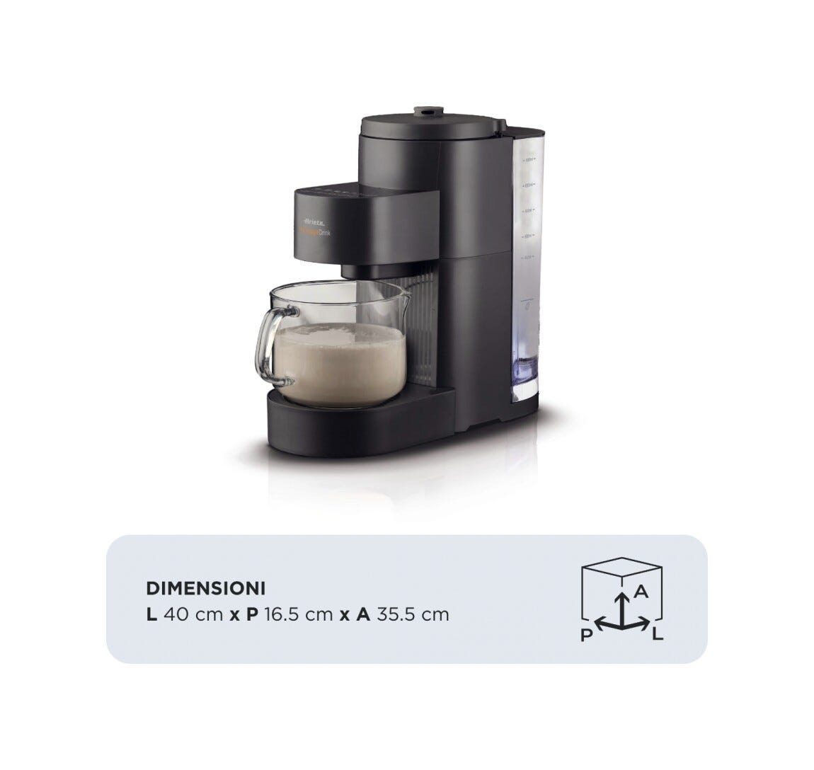 Ariete 0650/00 My Veggie Drink Macchina per bevande vegetali, 6 programmi, display touch, nero