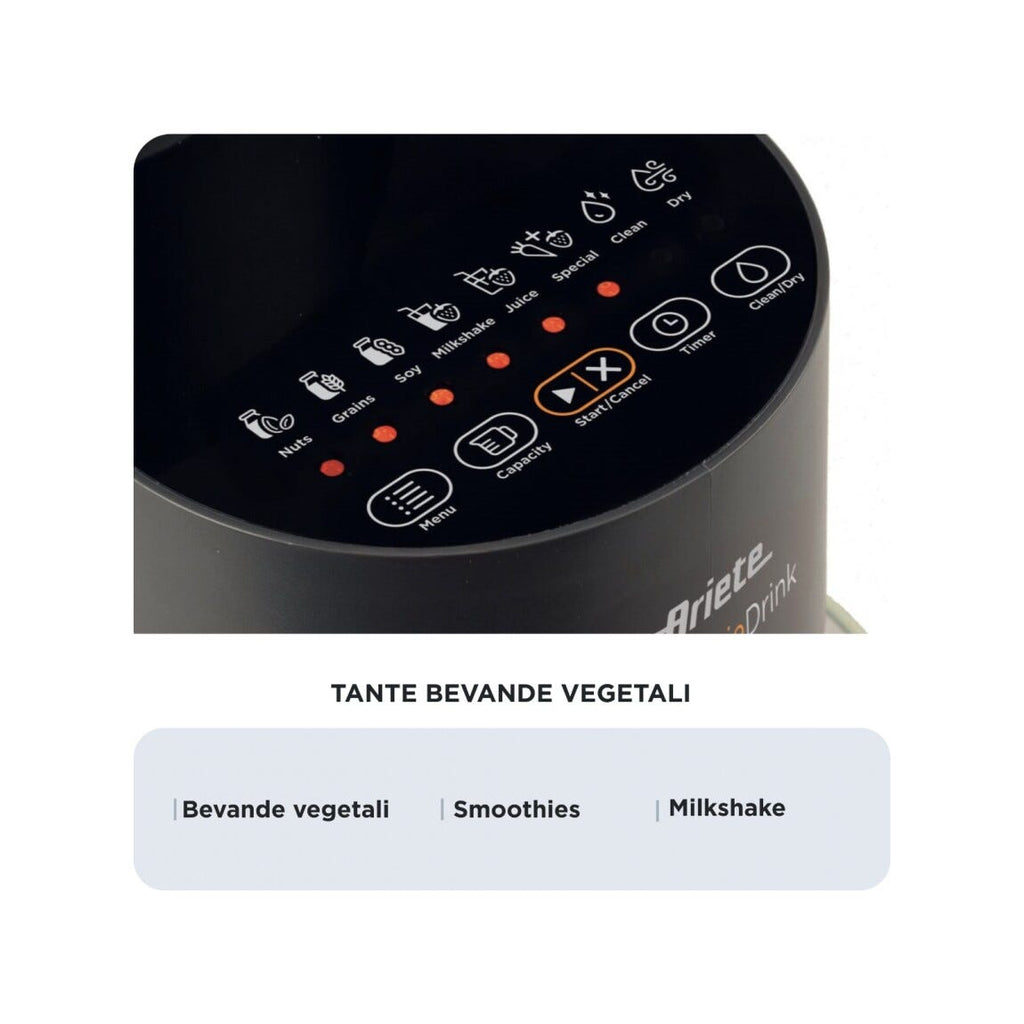 Ariete 0650/00 My Veggie Drink Macchina per bevande vegetali, 6 programmi, display touch, nero