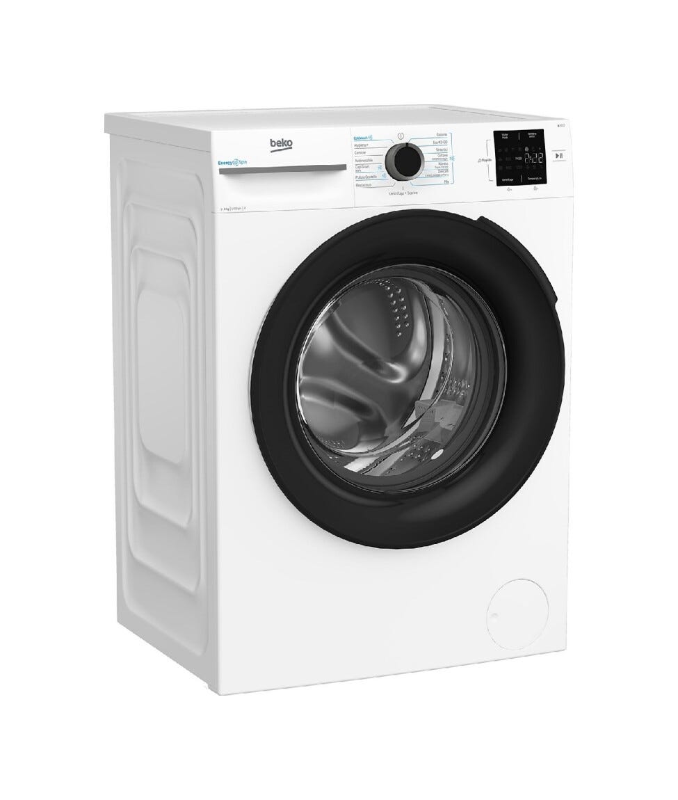 Beko MWBM8147EB b300 Lavatrice cm. 60, Capacità 8 kg, 1400 giri, Classe A, bianco