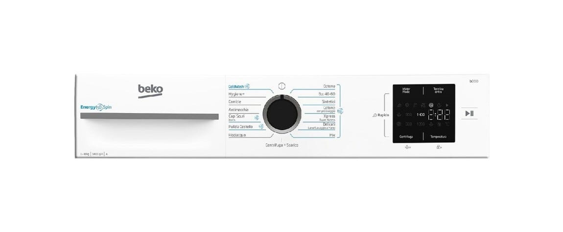 Beko MWBM8147EB b300 Lavatrice cm. 60, Capacità 8 kg, 1400 giri, Classe A, bianco