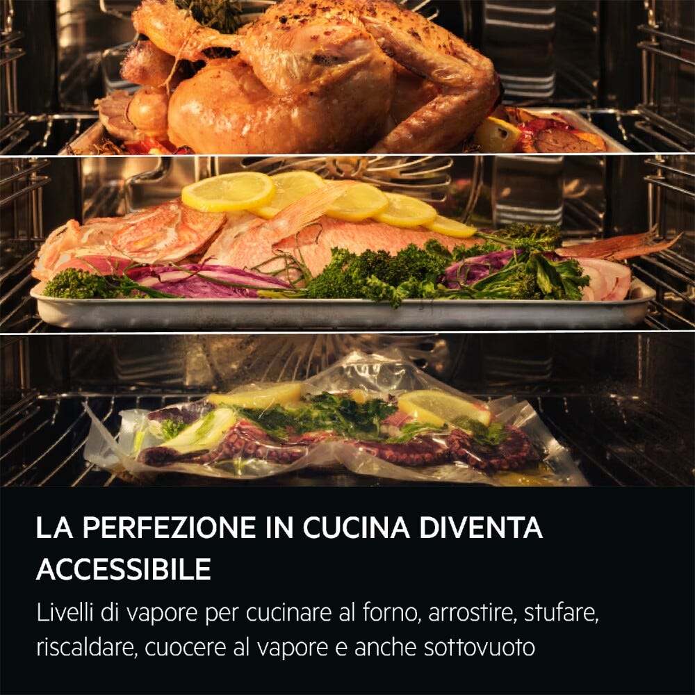 AEG TP8SB731AT Serie 8000 Mealassist Forno multifunzione a vapore, cm. 60, capacità 70 litri, SteamPro e controllo CookSmart Touch, black matt