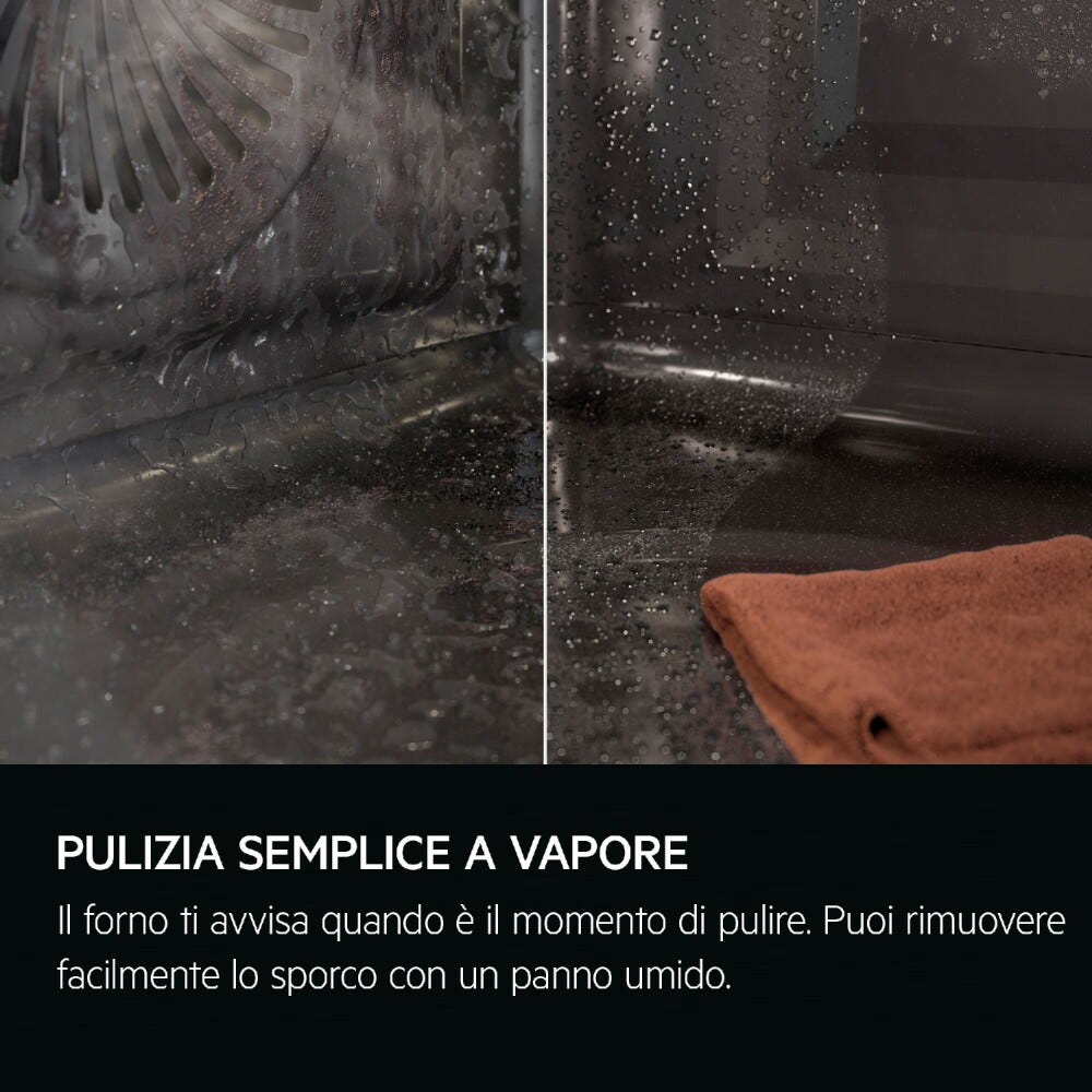AEG TP8SB731AT Serie 8000 Mealassist Forno multifunzione a vapore, cm. 60, capacità 70 litri, SteamPro e controllo CookSmart Touch, black matt