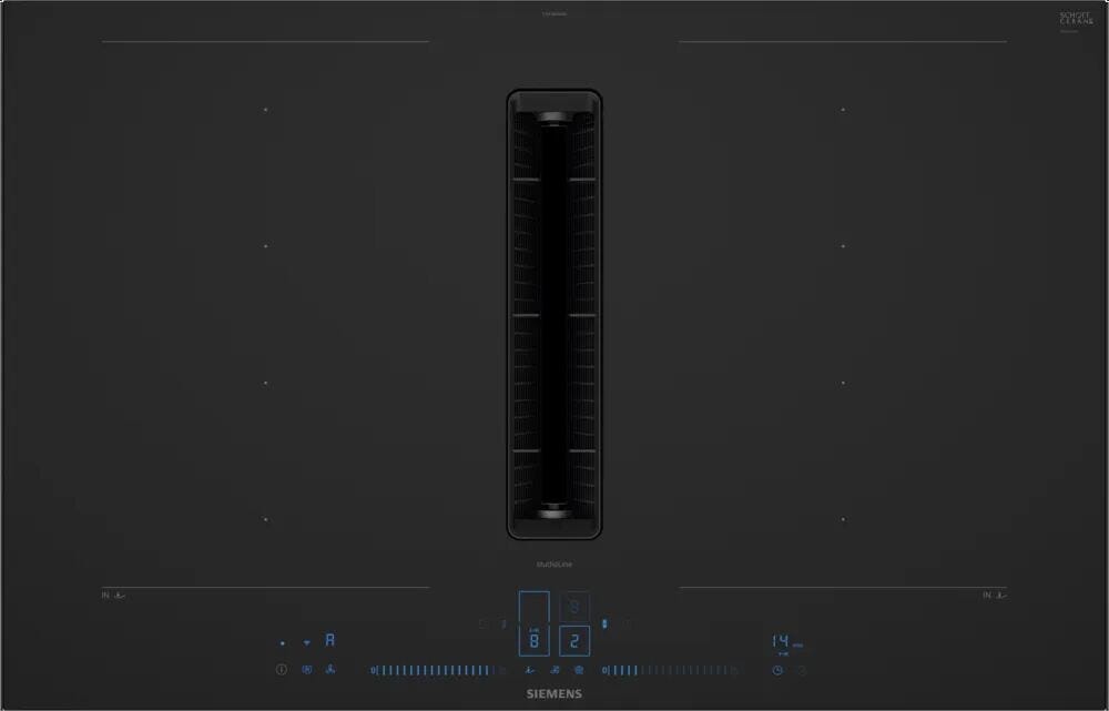 Siemens EX87BNX68E iQ700 Piano cottura a induzione con cappa integrata, 82 cm, Matt Edition, Home Connect, nero opaco