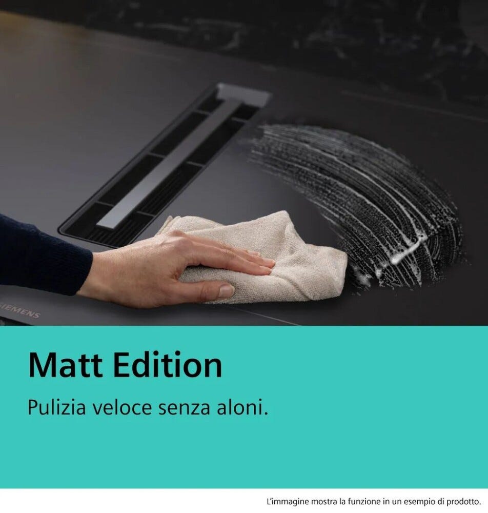 Siemens EX87BNX68E iQ700 Piano cottura a induzione con cappa integrata, 82 cm, Matt Edition, Home Connect, nero opaco