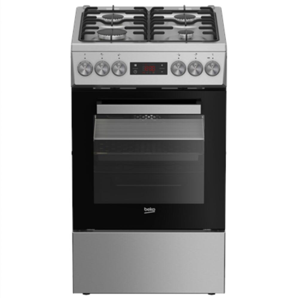 Beko FSM52321DXDT Cucina da accosto cm. 50, piano cottura a gas, forno multifunzione ventilato, inox