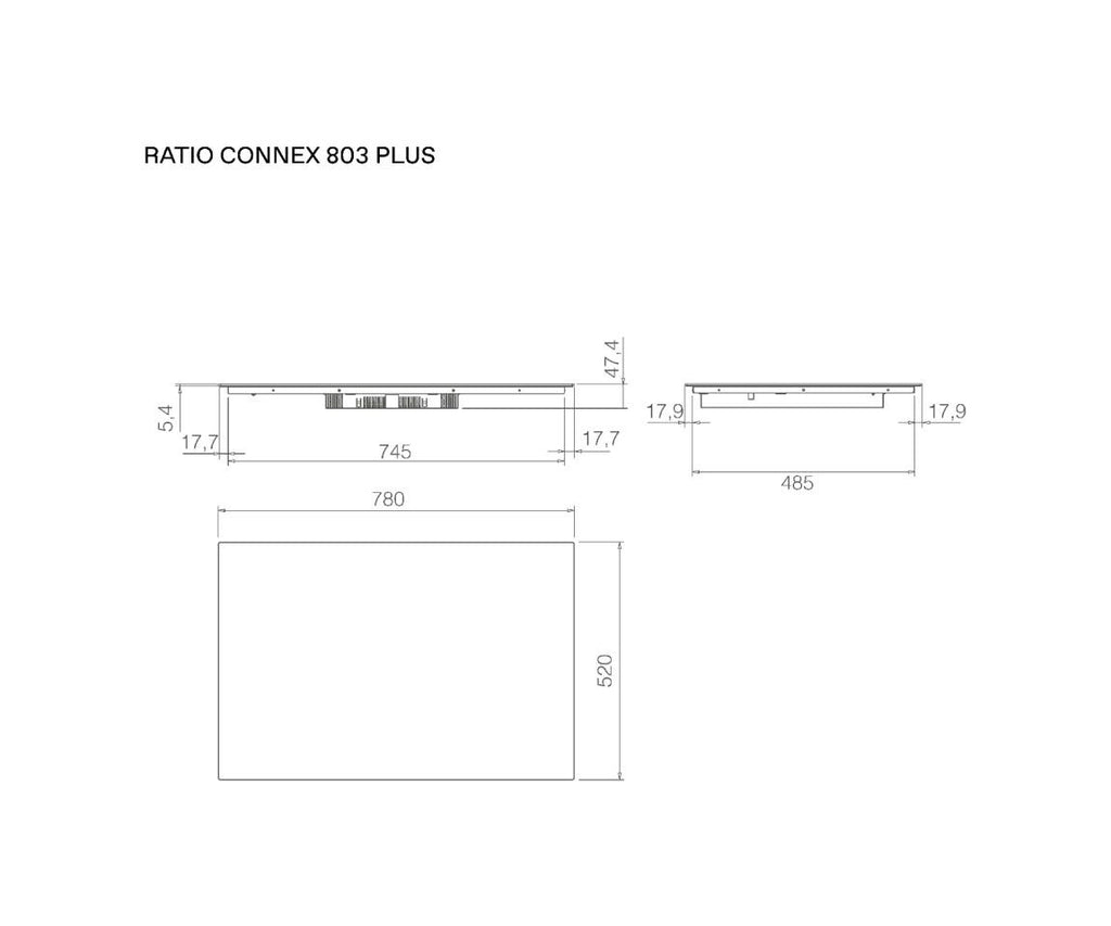 Elica RATIO CONNEX 803 PLUS BL Piano cottura a induzione 80 cm, zona bridge, vetro nero
