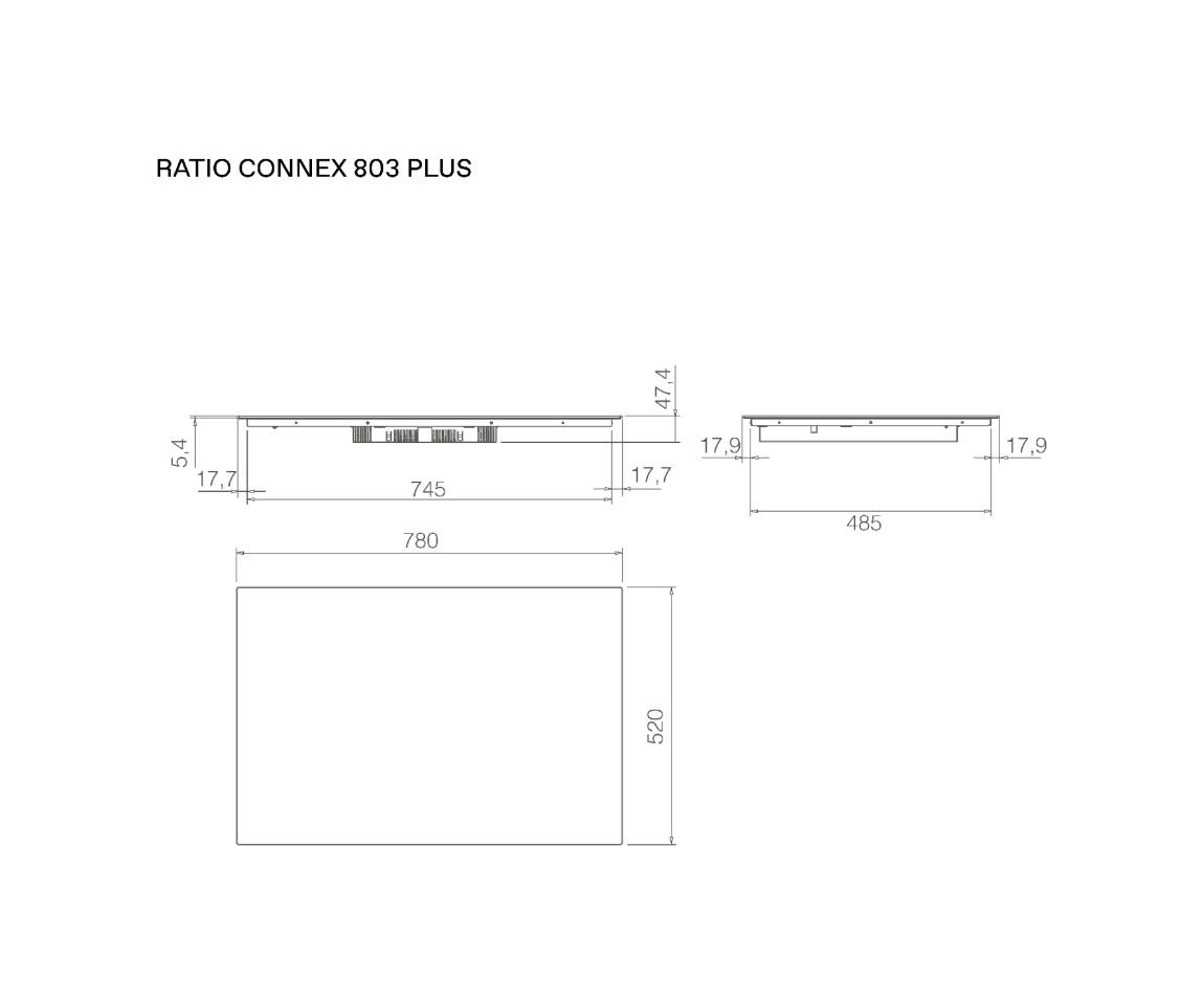 Elica RATIO CONNEX 803 PLUS BL Piano cottura a induzione 80 cm, zona bridge, vetro nero