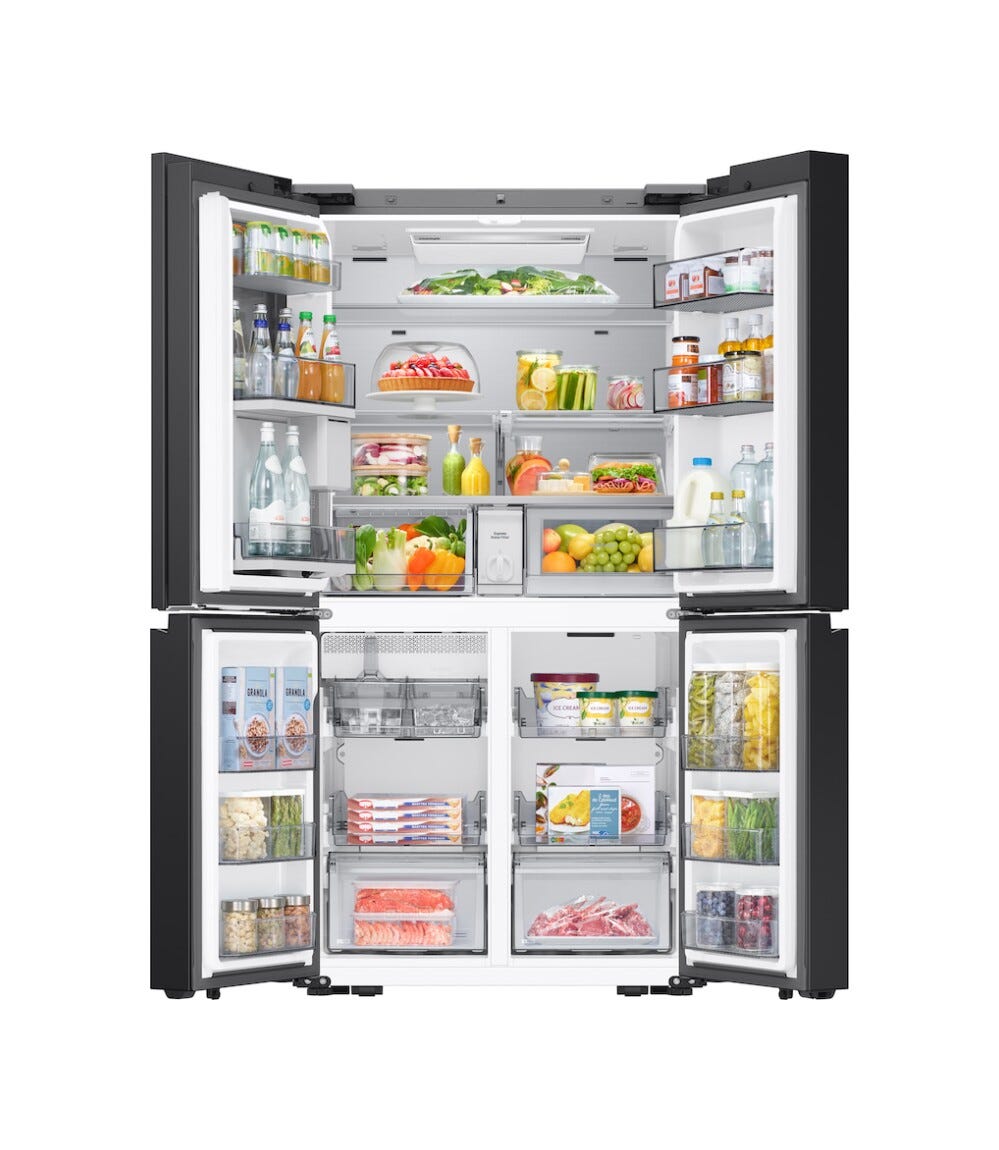 Samsung RM90F67CECEO Frigorifero con congelatore 4 porte, Bespoke AI Series 9, 654 L, SpaceMax, AI Home, vetro nero grafite