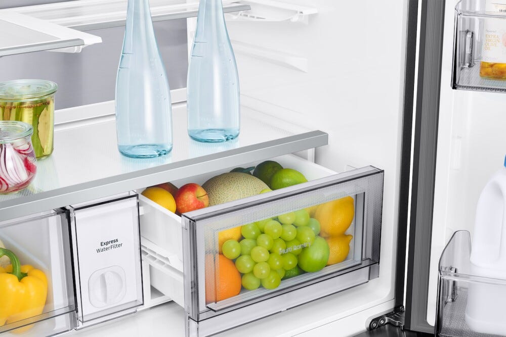 Samsung RM90F67CECEO Frigorifero con congelatore 4 porte, Bespoke AI Series 9, 654 L, SpaceMax, AI Home, vetro nero grafite