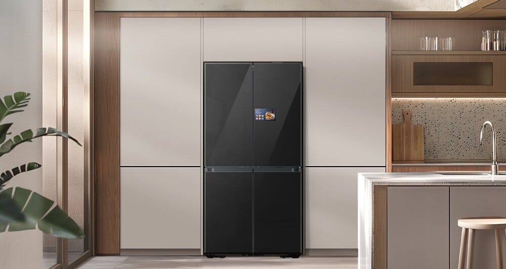 Samsung RM90F67CECEO Frigorifero con congelatore 4 porte, Bespoke AI Series 9, 654 L, SpaceMax, AI Home, vetro nero grafite