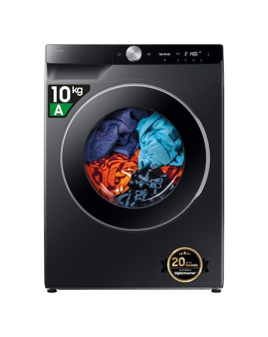 Samsung WW10FG6U94LBU3 Lavatrice Samsung 10 kg, AI Wash, Ecodosatore, Super Speed 39', nero