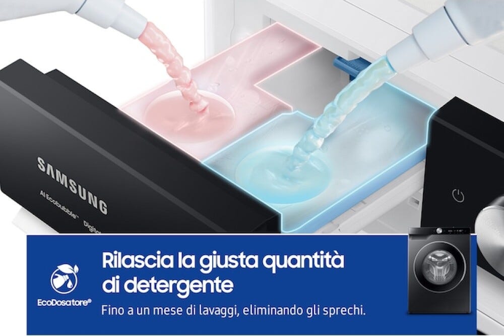 Samsung WW10FG6U94LBU3 Lavatrice Samsung 10 kg, AI Wash, Ecodosatore, Super Speed 39', nero