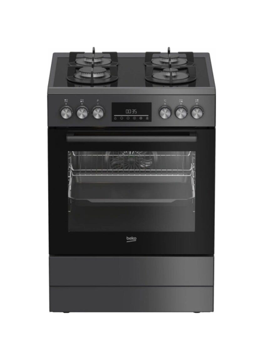 Beko FBM62330GADSN Cucina cm. 60, piano cottura a gas, forno elettrico multifunzione, inox/antracite