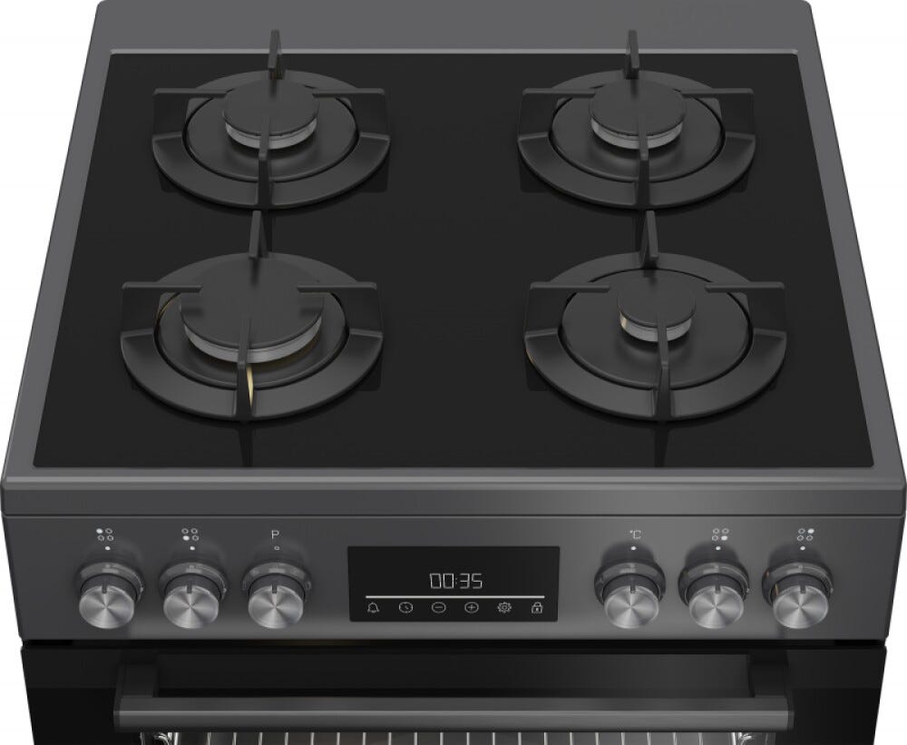 Beko FBM62330GADSN Cucina cm. 60, piano cottura a gas, forno elettrico multifunzione, inox/antracite