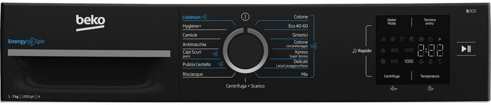 Beko BMWSEP7126EB Lavatrice cm. 60, capacità 7 kg, 1200 giri, carica frontale, motore inverter, bianco
