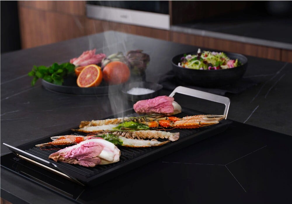 AEG OIO74B00IB serie 6000 Piano cottura a induzione, cm. 70, 4 zone, FlexInduction, Hob²Hood, vetro nero