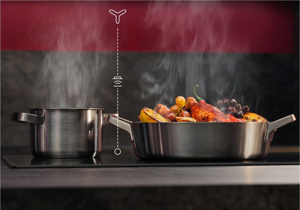 AEG OIO74B00IB serie 6000 Piano cottura a induzione, cm. 70, 4 zone, FlexInduction, Hob²Hood, vetro nero