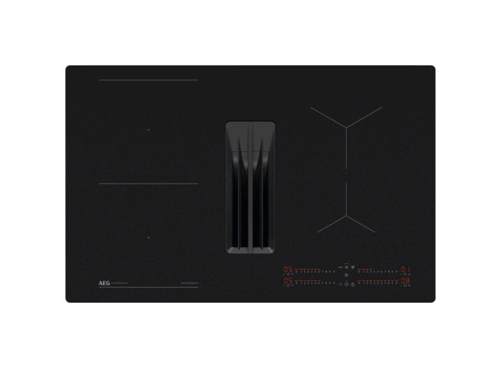 AEG TH84CB0BSZ serie 6000 piano cottura a induzione con cappa integrata, cm. 83, 4 zone, estrazione 650 m³/h, bridge, vetroceramica nero opaco, saphir matt