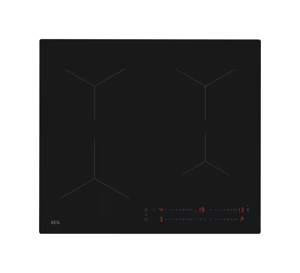 AEG TO64IA0AIT serie 5000 piano cottura a induzione, cm. 60, 4 zone, Hob²Hood, Funzione Power, vetroceramica nero opaco, SaphirMatt