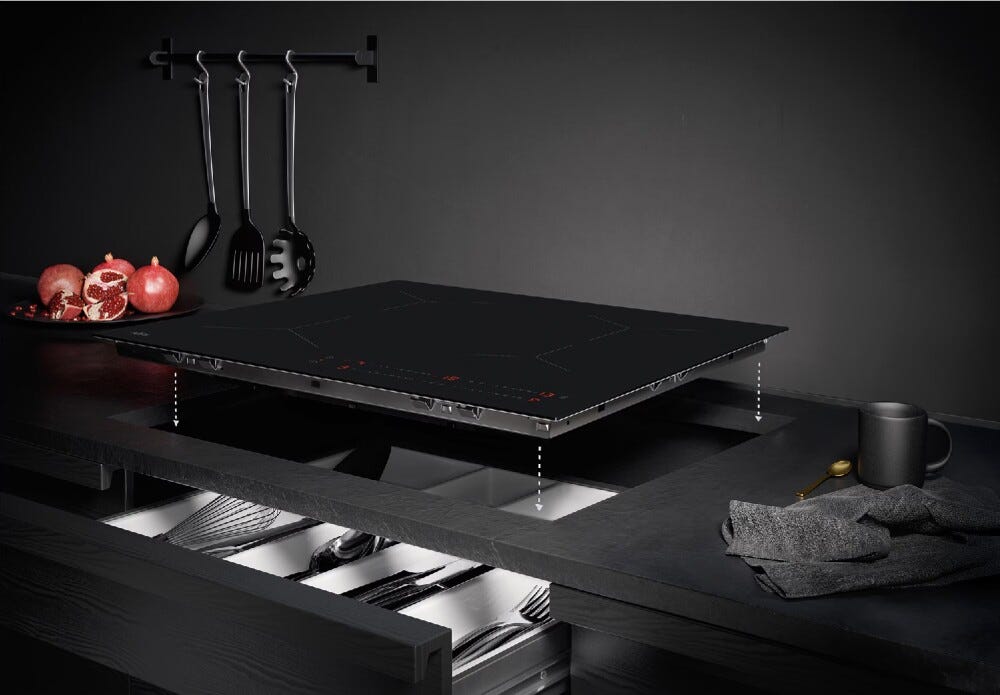 AEG TO64IA0AIT serie 5000 piano cottura a induzione, cm. 60, 4 zone, Hob²Hood, Funzione Power, vetroceramica nero opaco, SaphirMatt