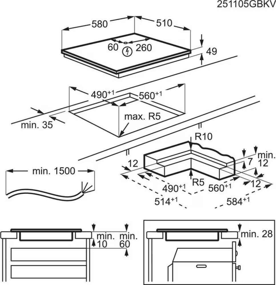 AEG TO64IA0AIT serie 5000 piano cottura a induzione, cm. 60, 4 zone, Hob²Hood, Funzione Power, vetroceramica nero opaco, SaphirMatt