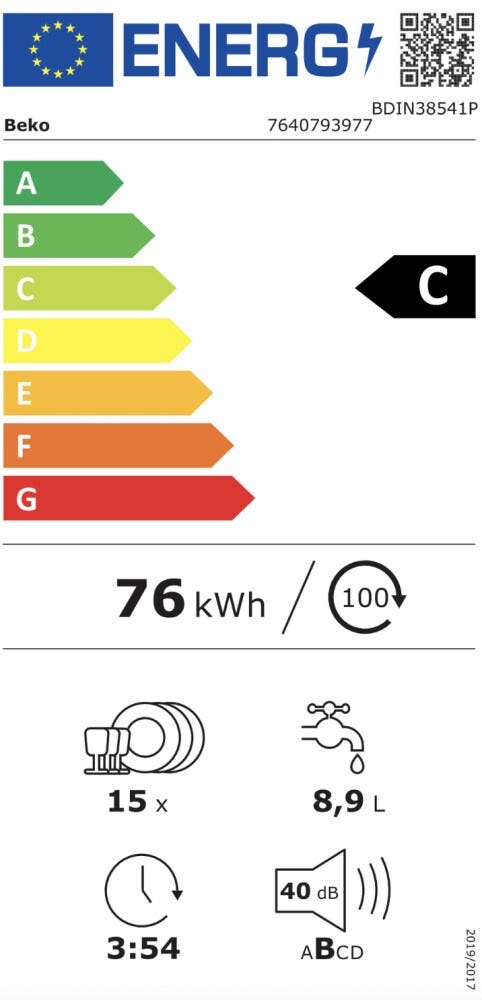 Beko BDIN38541P Lavastoviglie cm. 60 ,15 coperti, motore ProSmart™