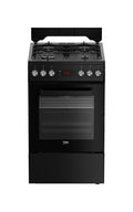 Beko FSM52331DBDS Cucina a gas cm. 50, forno multifunzione, piano 4 fuochi, nero