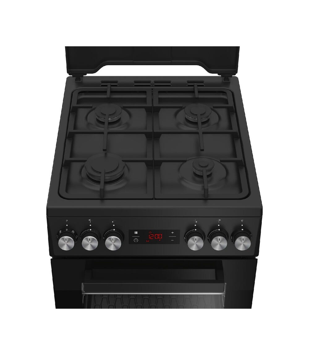 Beko FSM52331DBDS Cucina a gas cm. 50, forno multifunzione, piano 4 fuochi, nero