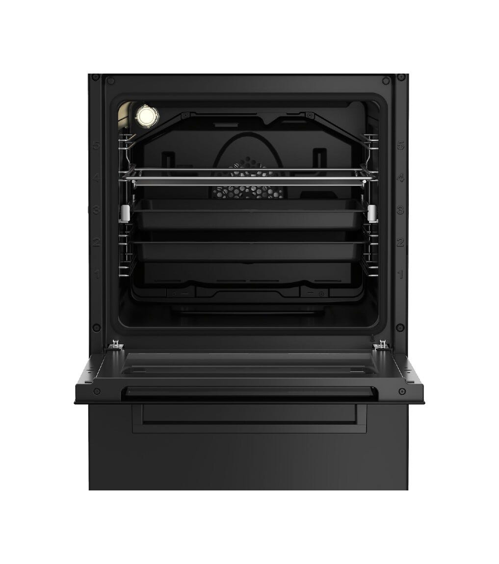 Beko FSM52331DBDS Cucina a gas cm. 50, forno multifunzione, piano 4 fuochi, nero