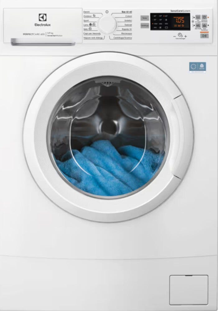 Electrolux EW6S517A serie 600 SensiCare Lavatrice slim, 7 Kg, 1000 Giri, Classe A, SensiCare, bianco