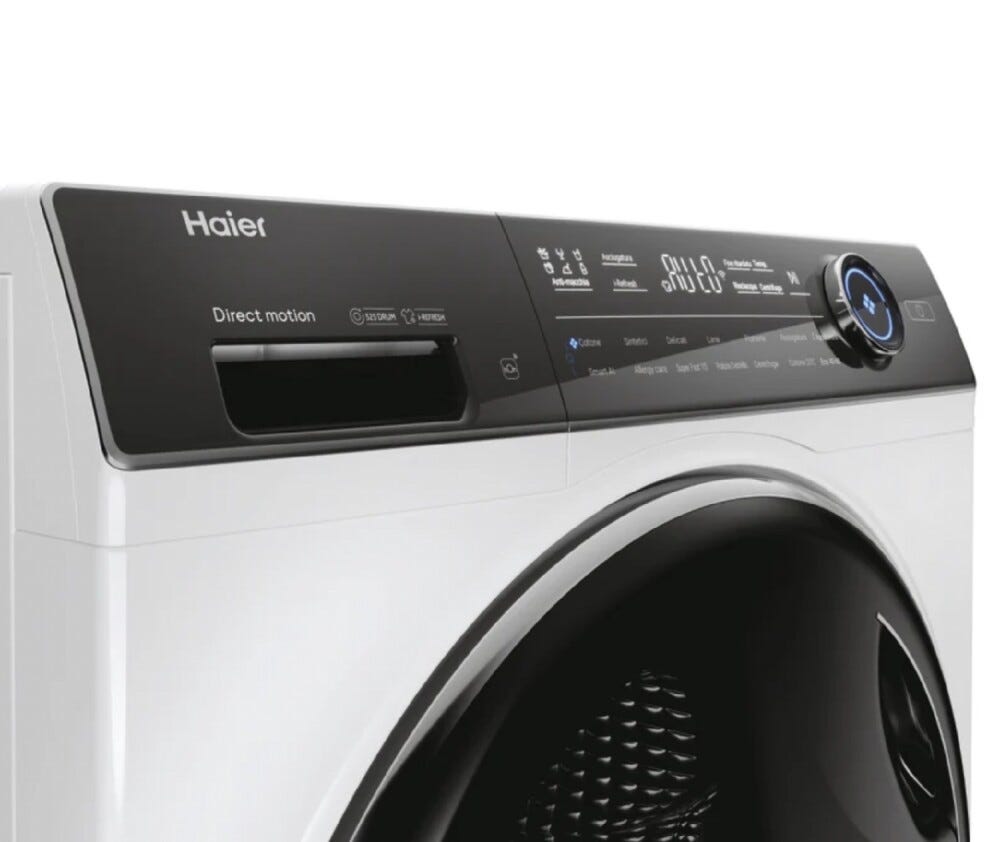 Haier HWD100-B14979UIT I-Pro Serie 7 Plus Lavasciuga cm. 60, lavaggio 10 kg, asciugatura 6 kg, 1400 giri, Direct Motion, Smart AI, Refresh a vapore, bianco