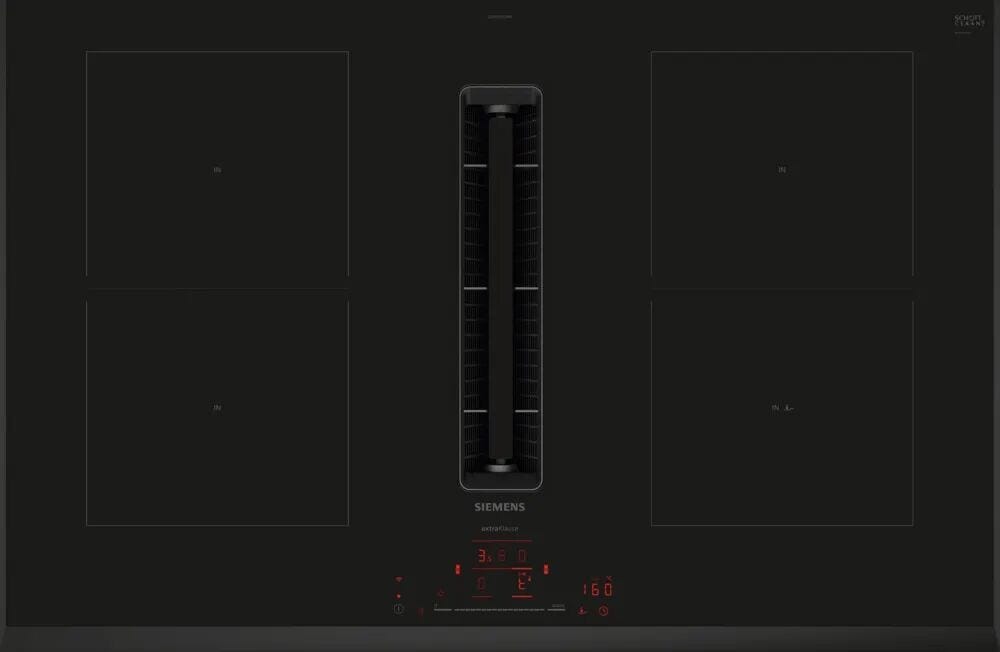 Siemens ED851HQ26M iQ500 Piano cottura a induzione con cappa integrata, 81 cm, CombiZone, Home Connect, vetroceramica nero