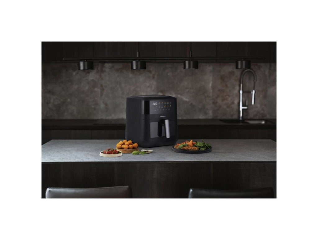 Hisense HAF2100DCD Friggitrice ad aria, capacità 7,7 L, doppio elemento riscaldante, 10 programmi, display touch, 2100 W, nero