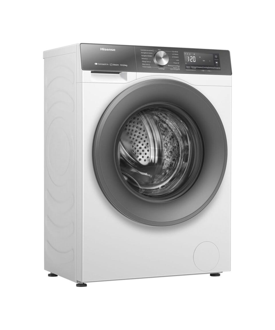 Hisense WD3S1043BW7 Lavasciuga cm. 60, 10.5 kg lavaggio, 6 kg asciugatura, motore inverter, 19 programmi, bianco