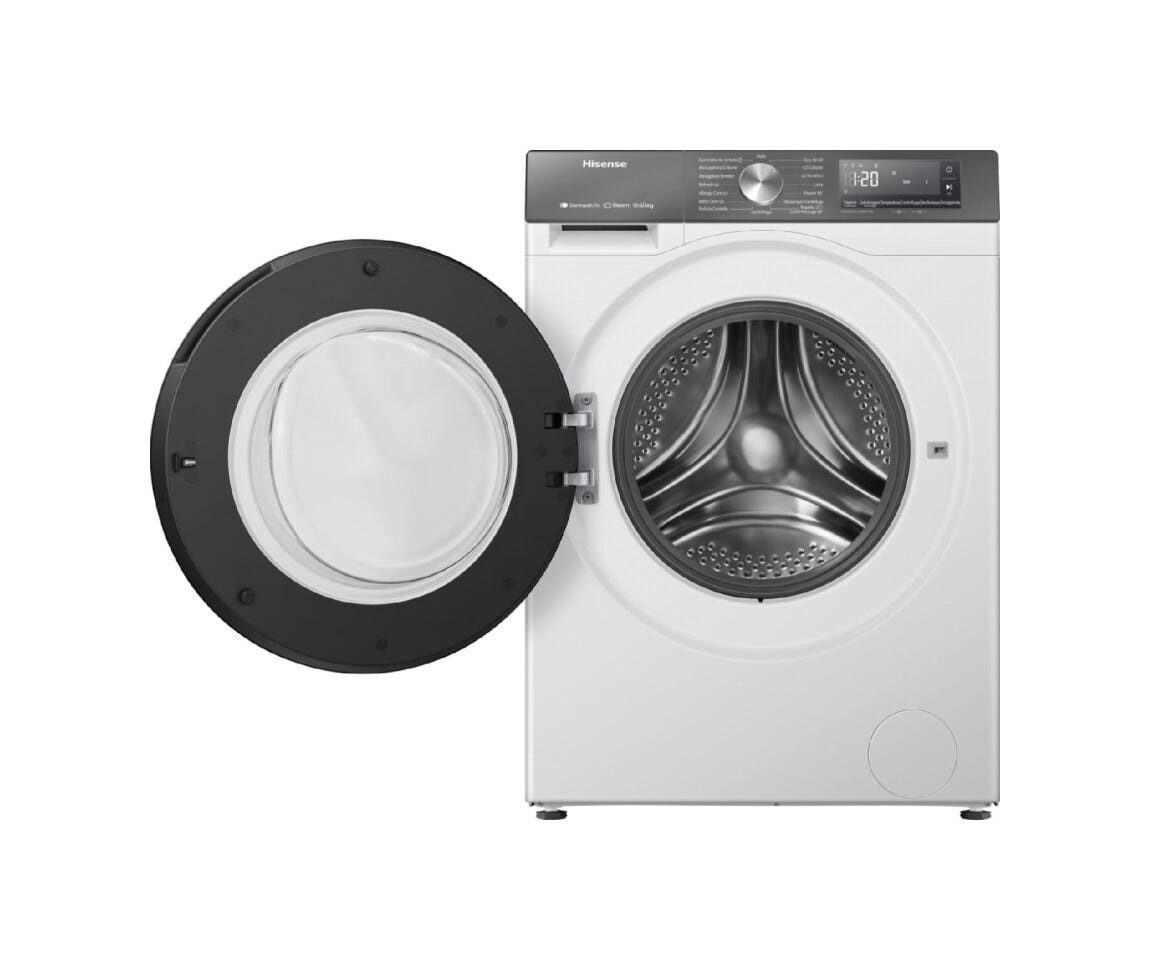 Hisense WD3S1043BW7 Lavasciuga cm. 60, 10.5 kg lavaggio, 6 kg asciugatura, motore inverter, 19 programmi, bianco