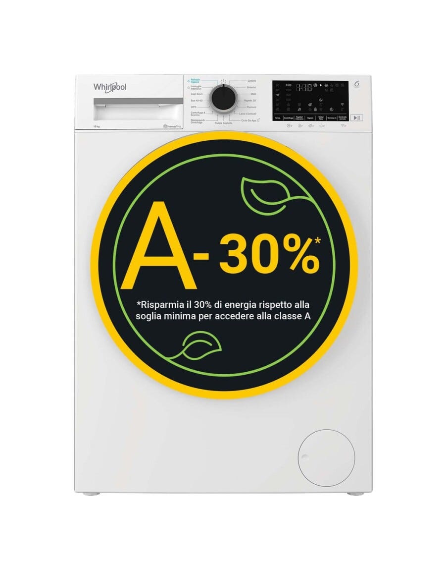Whirlpool WAM 09WB IT Lavatrice cm. 60, capacità 10 kg, 1400 rpm, classe A, motore inverter, 6° Senso, bianco