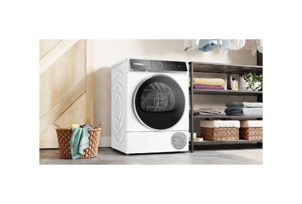 Bosch WQB246D0II serie 8 asciugatrice a pompa di calore, cm. 60, capacità 9 kg, AutoDry, Home Connect, bianco, nero