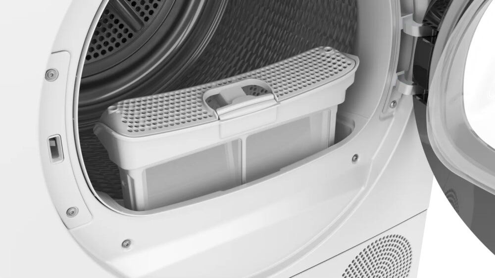 Bosch WQB246D0II serie 8 asciugatrice a pompa di calore, cm. 60, capacità 9 kg, AutoDry, Home Connect, bianco, nero