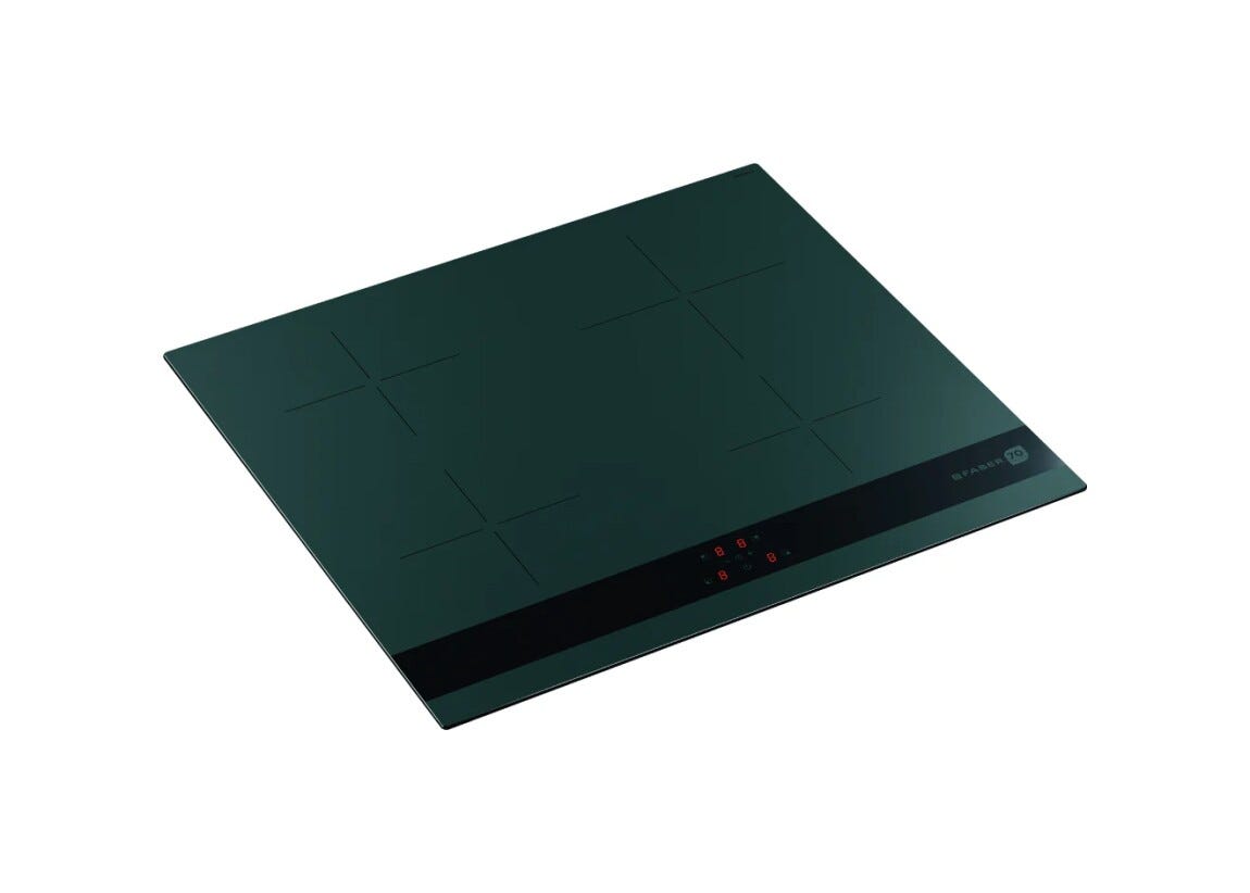 Faber FBH 64 DF Piano cottura induzione cm. 58, 4 zone cottura, timer, con funzione rilevamento pentole e Flexi Zone, vetro, dark forest