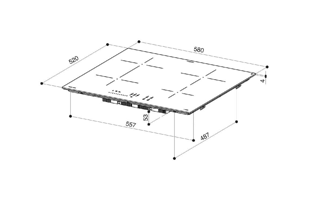 Faber FBH 64 DF Piano cottura induzione cm. 58, 4 zone cottura, timer, con funzione rilevamento pentole e Flexi Zone, vetro, dark forest