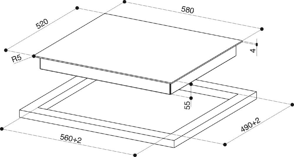 Faber FBH 64 DF Piano cottura induzione cm. 58, 4 zone cottura, timer, con funzione rilevamento pentole e Flexi Zone, vetro, dark forest