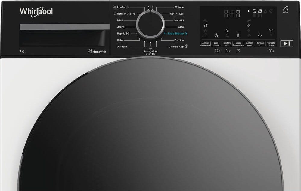 Whirlpool C WD 96M WBS IT Asciugatrice cm. 60, capacità 9 kg, Pompa di calore, Precision Dry, Silent Spin, bianco