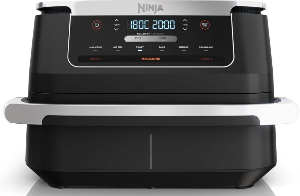 Ninja AF550EU FlexDrawer friggitrice ad aria doppio cestello, 6,6 L, 6 programmi, formato famiglia, parti lavabili in lavastoviglie, divisorio rimovibile