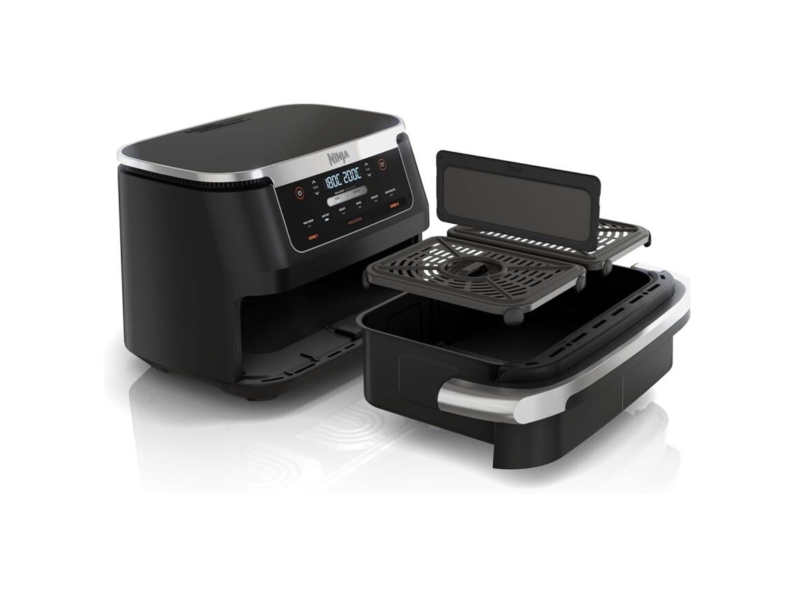 Ninja AF550EU FlexDrawer friggitrice ad aria doppio cestello, 6,6 L, 6 programmi, formato famiglia, parti lavabili in lavastoviglie, divisorio rimovibile