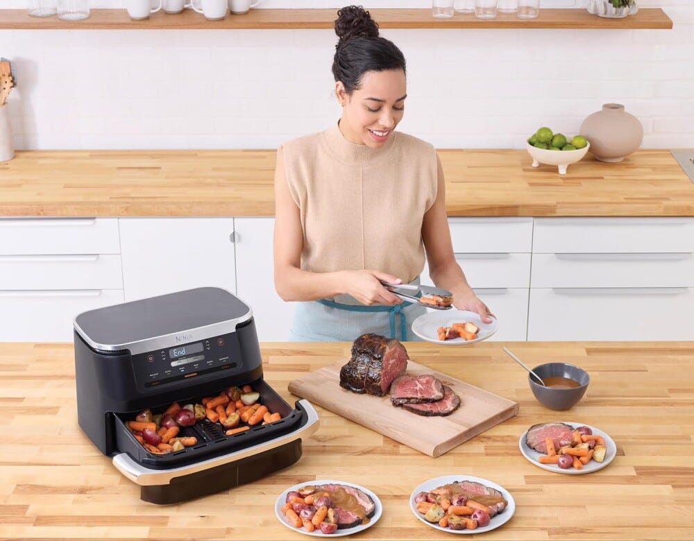 Ninja AF550EU FlexDrawer friggitrice ad aria doppio cestello, 6,6 L, 6 programmi, formato famiglia, parti lavabili in lavastoviglie, divisorio rimovibile