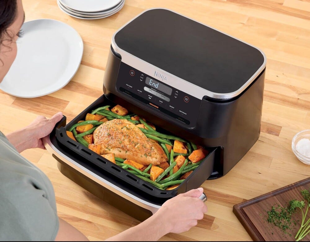 Ninja AF550EU FlexDrawer friggitrice ad aria doppio cestello, 6,6 L, 6 programmi, formato famiglia, parti lavabili in lavastoviglie, divisorio rimovibile