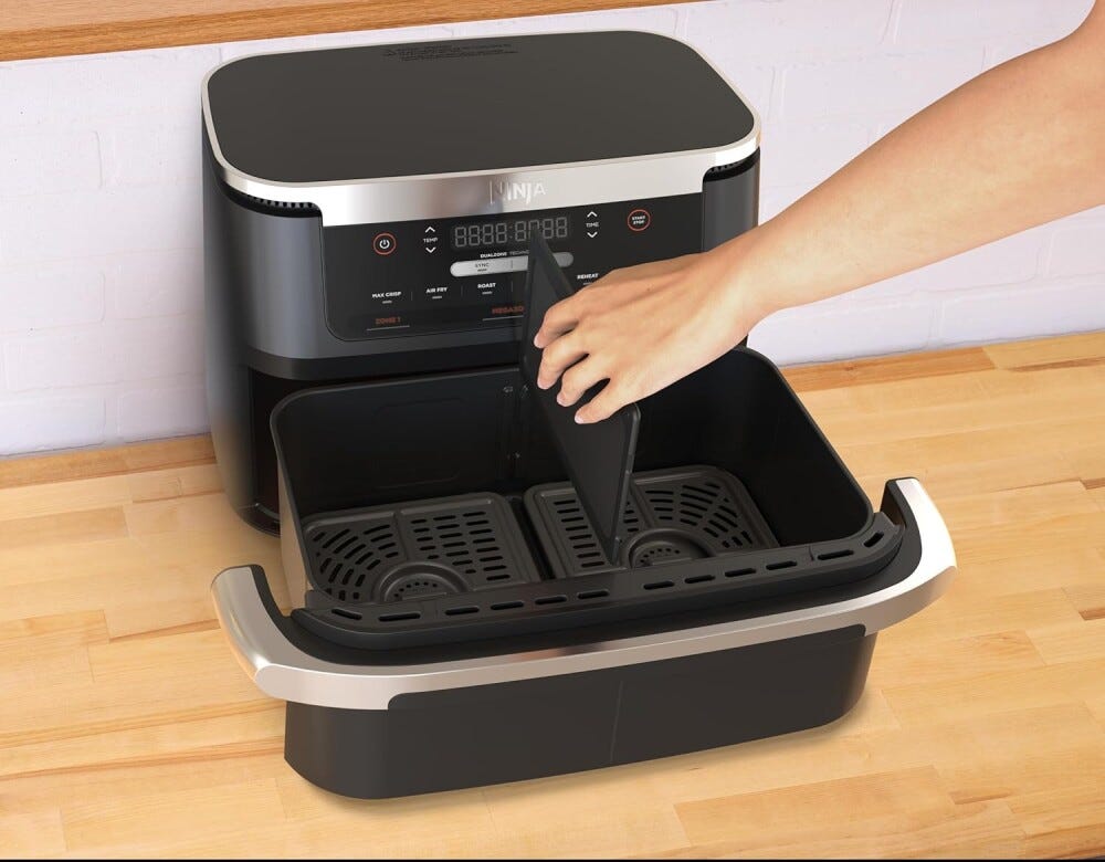 Ninja AF550EU FlexDrawer friggitrice ad aria doppio cestello, 6,6 L, 6 programmi, formato famiglia, parti lavabili in lavastoviglie, divisorio rimovibile