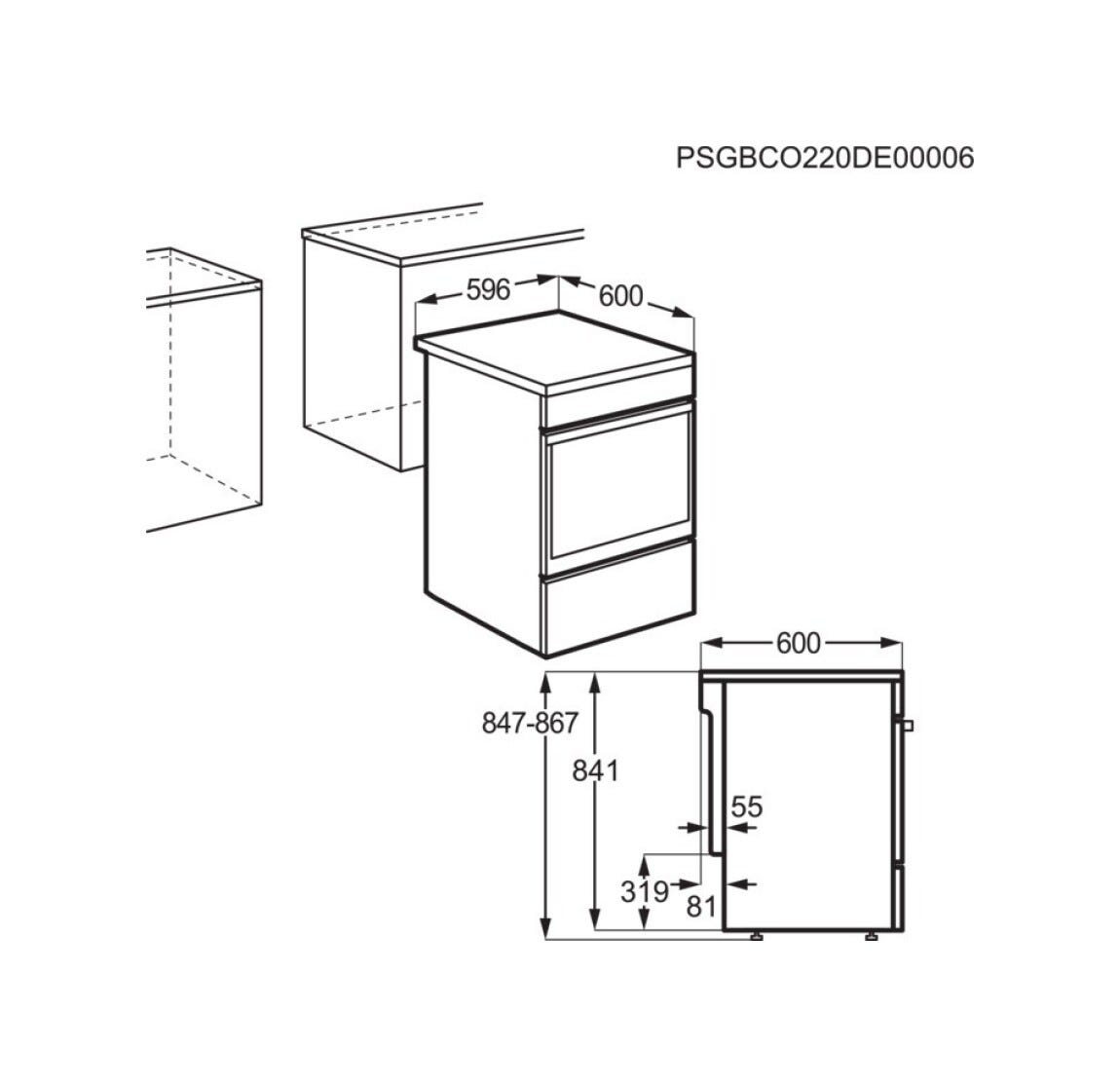AEG CIB6499APB Cucina da accosto cm. 60, 4 zone induzione, funzione hob2Hood, forno elettrico pirolitico, manopole retrattili, vetroceramica, nero opaco