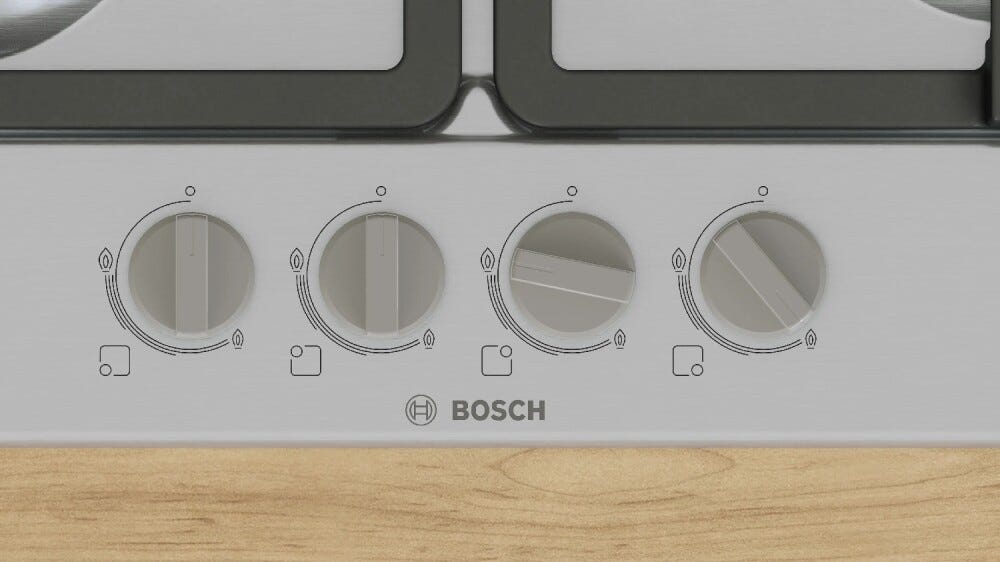Bosch PGP6B5K90 Serie 4 Piano cottura a gas, 59 cm, Griglie d'Appoggio Singole, inox